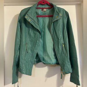 Teal faux leather jacket